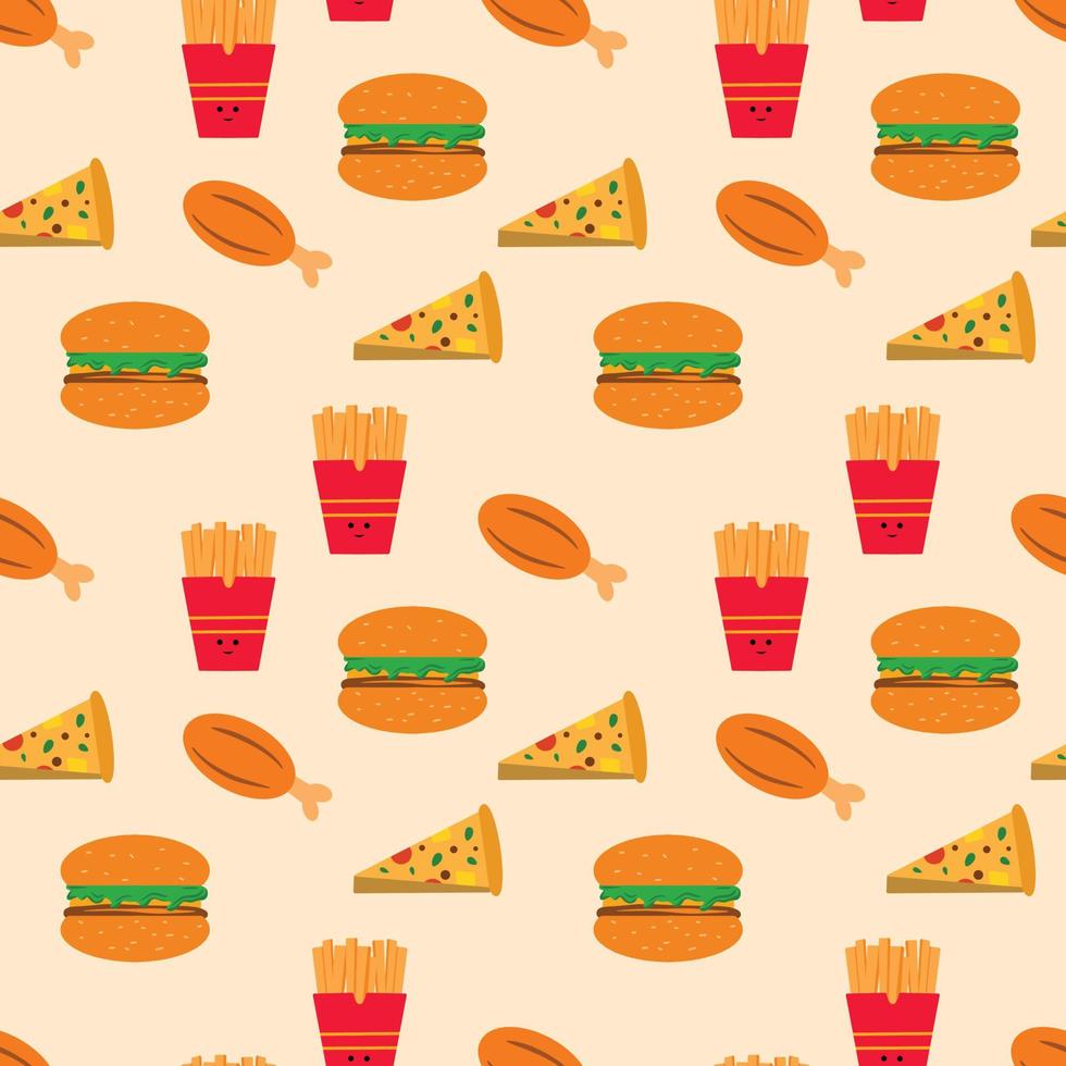 seamless pattern food background. variant of fast food seamless background pattern vector