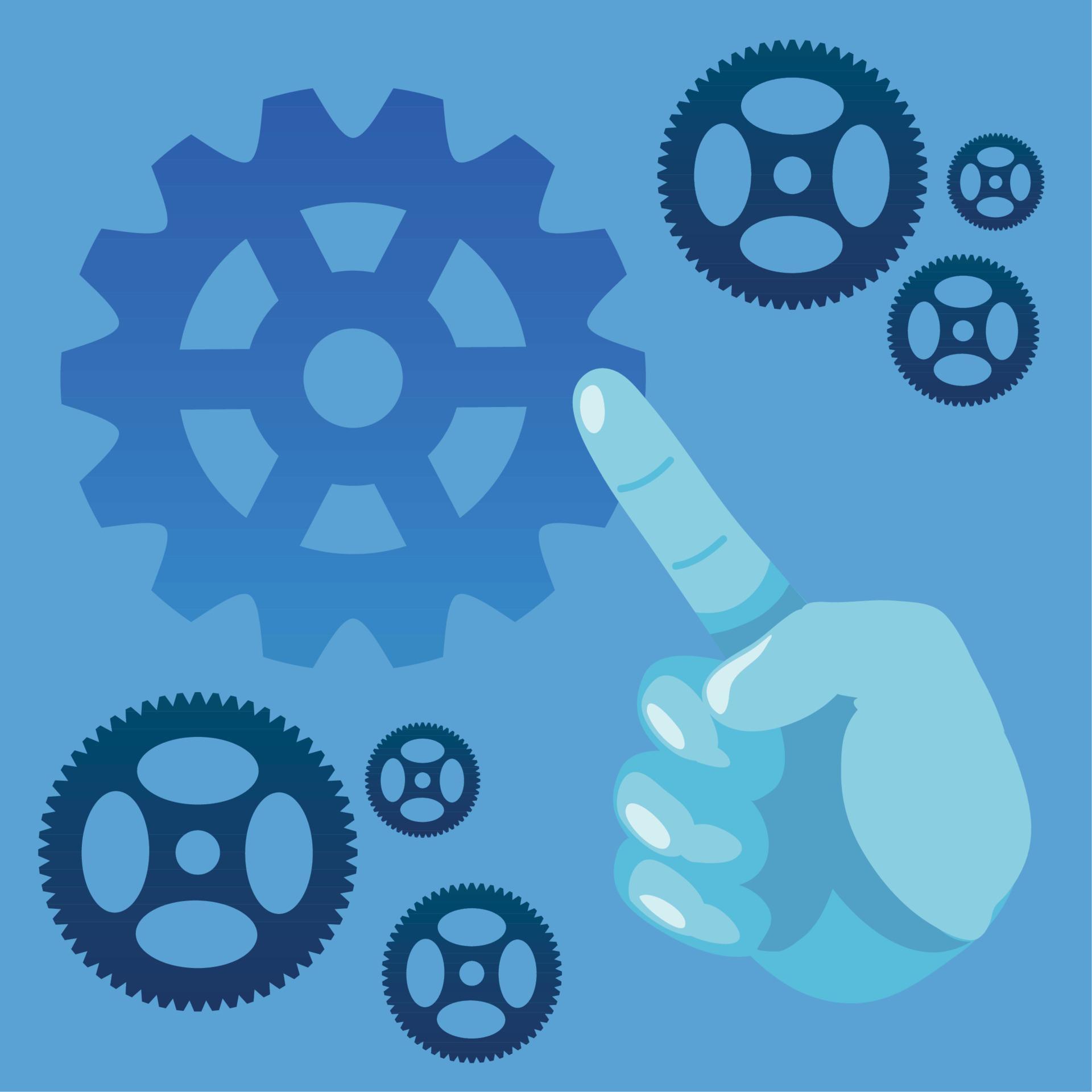 hand and gears 11126750 Vector Art at Vecteezy