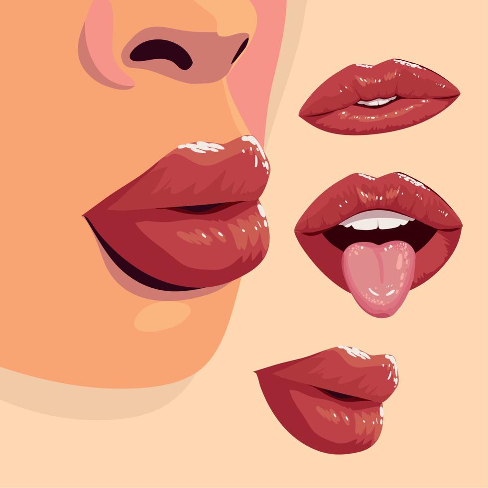 boca y labios femeninos vector