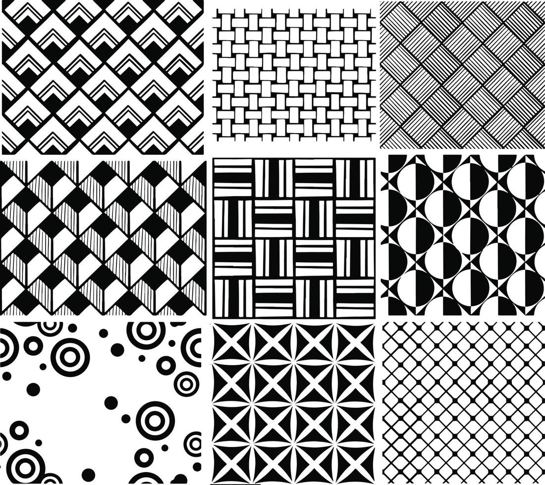 set seamless abstract geometric Vector ornament textile