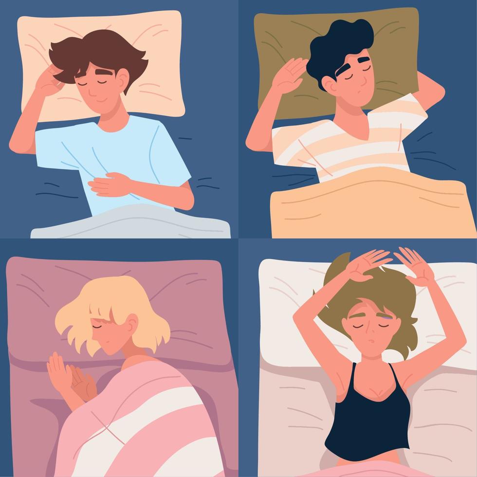 set sleeping people vector