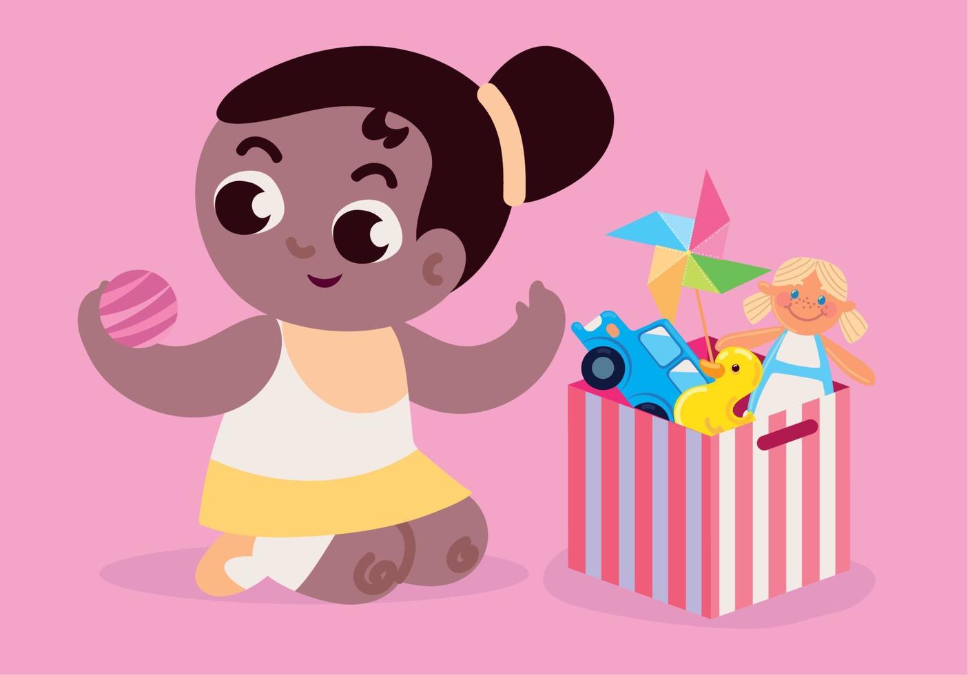 little girl with toys box vector