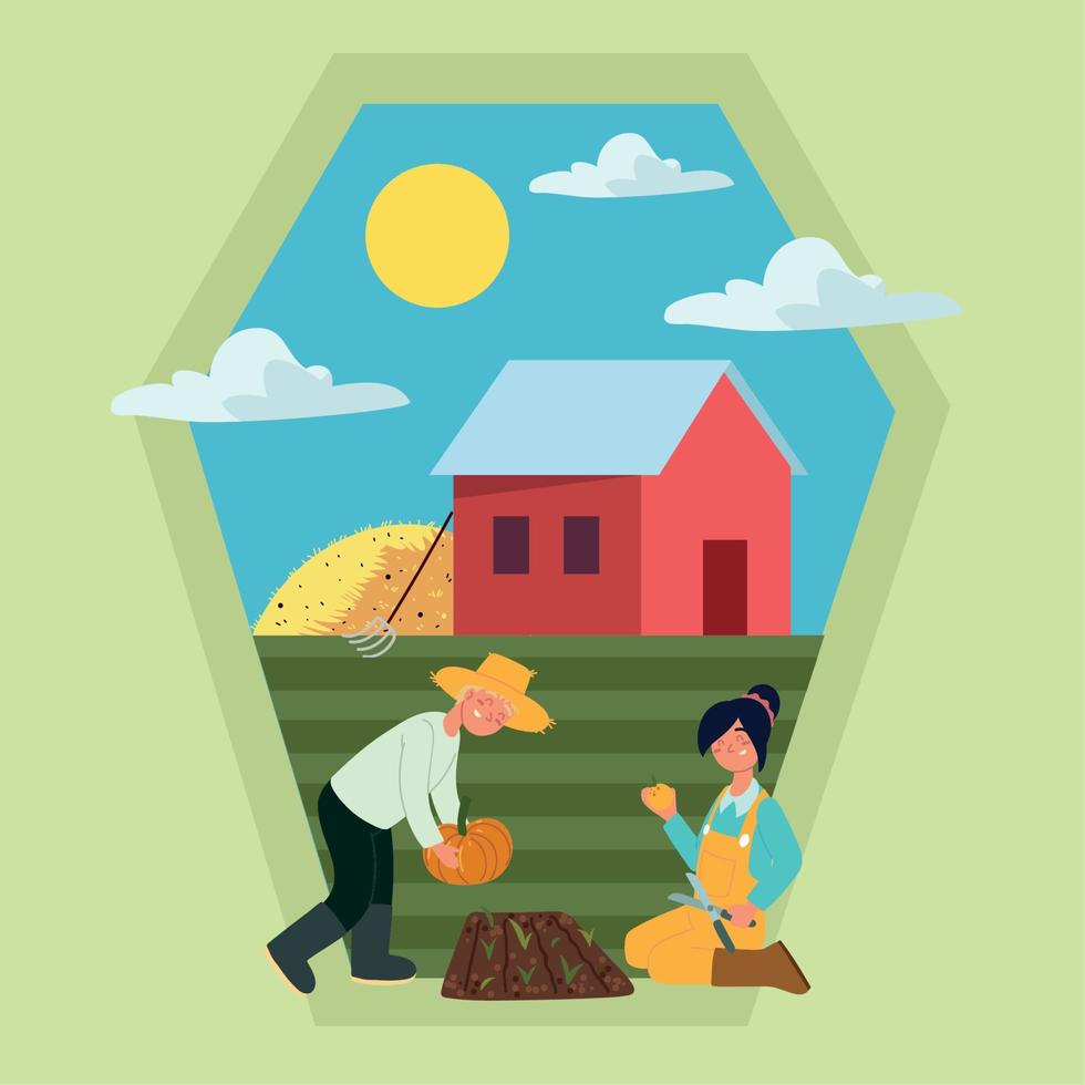 farm people, rural label vector