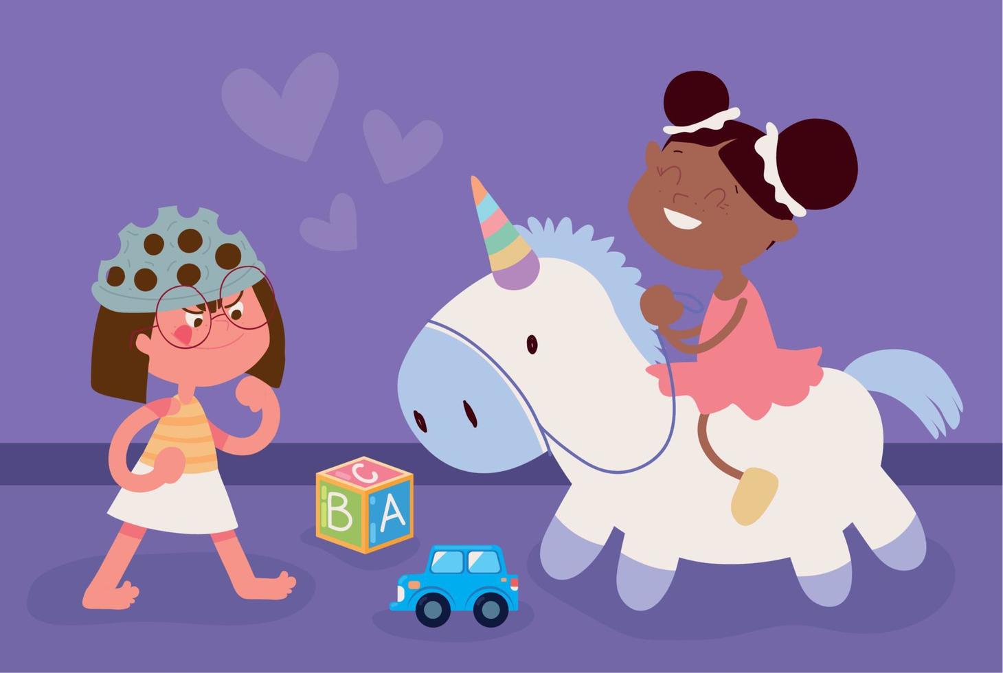 little girls playing vector