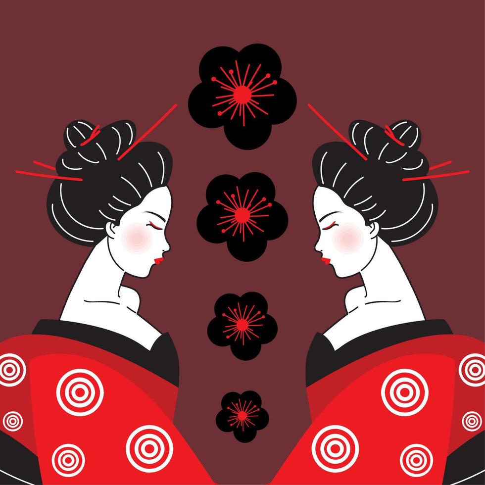 geishas character japan vector