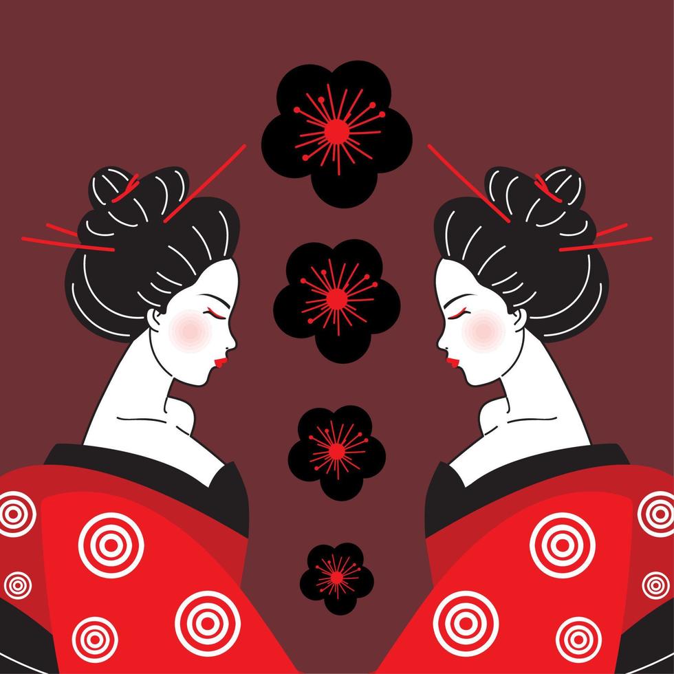 geishas carácter japón vector