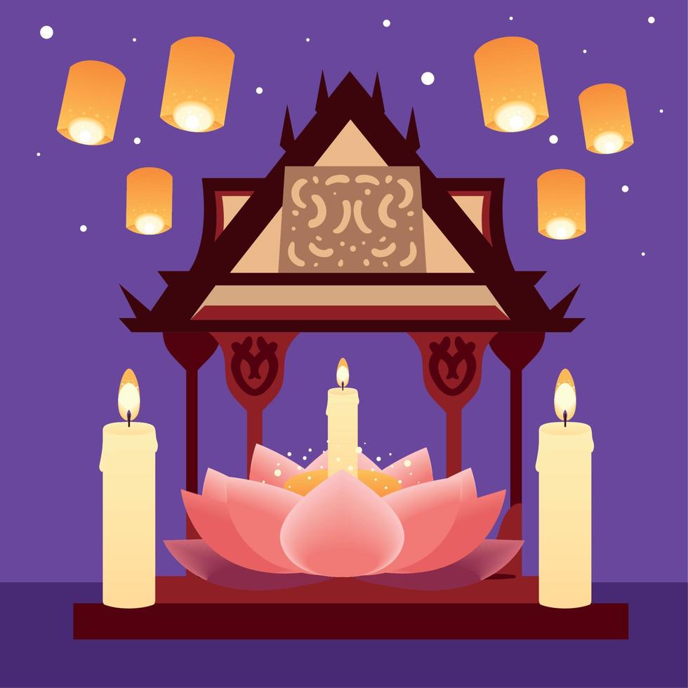 loy krathong thailand festive vector