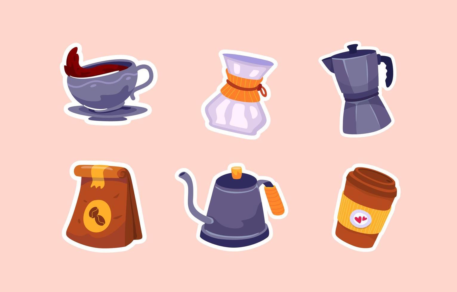 Coffee Stickers Template for Journal vector