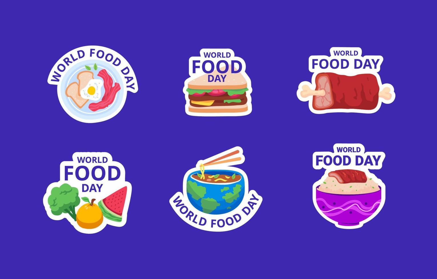 World Food Day Sticker Set vector