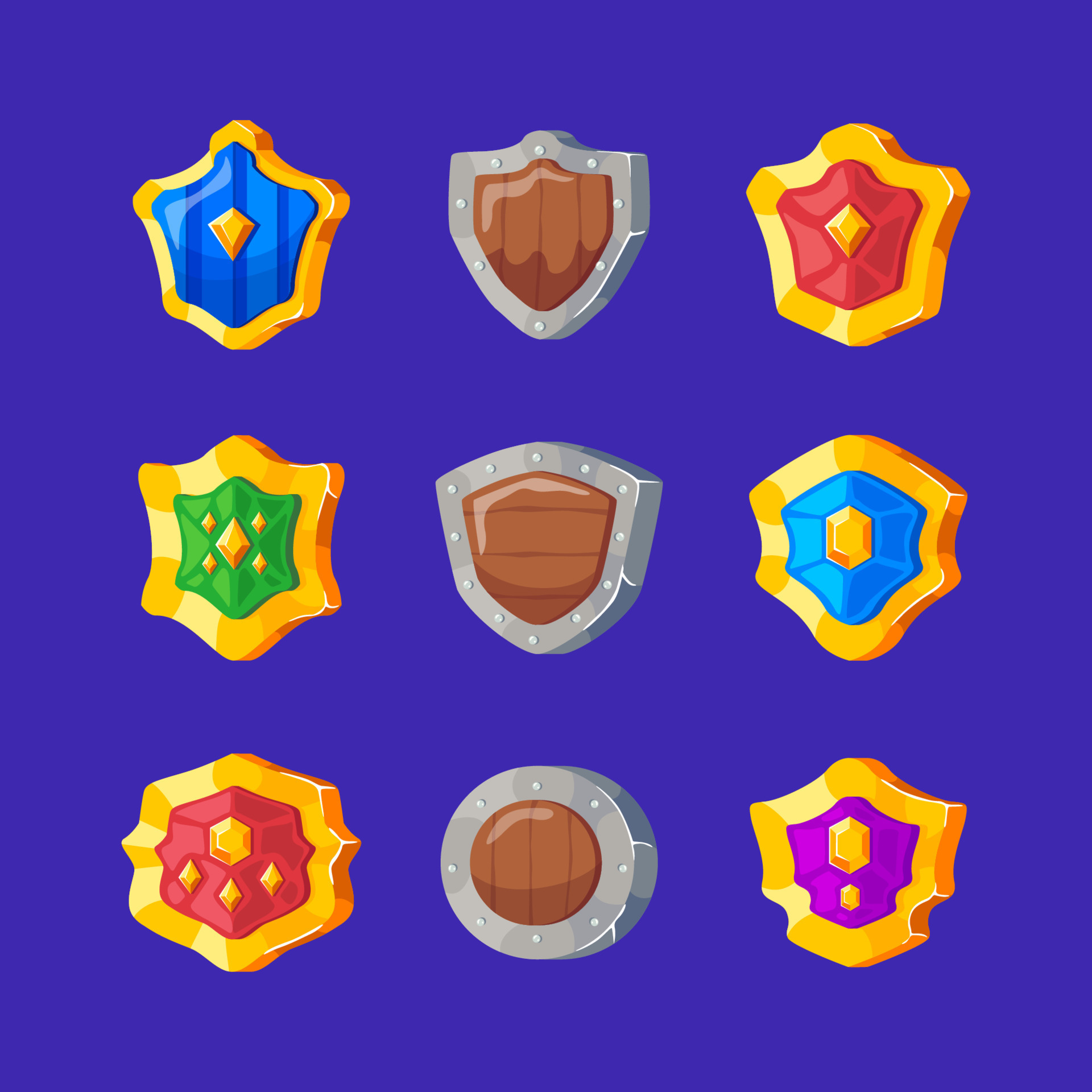 Game Shield Icon Set 11126865 Vector Art at Vecteezy