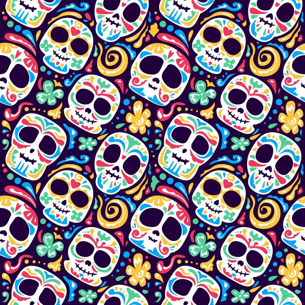 Calavera Sugar Skull Seamless Pattern vector