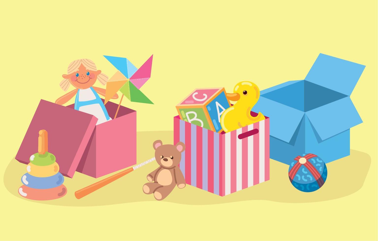 cajas de juguetes para niños vector