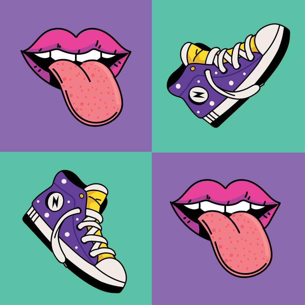 set of retro 90s vector