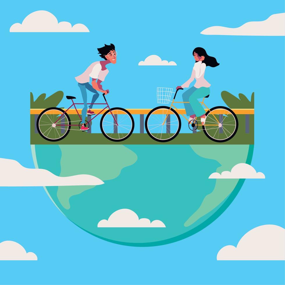 man and woman, world car free day vector