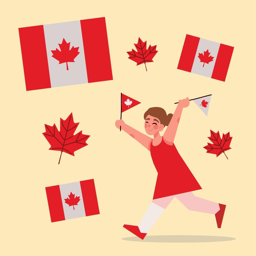 celebrating canada day vector