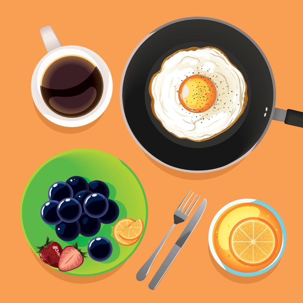 desayuno huevo y jugo vector