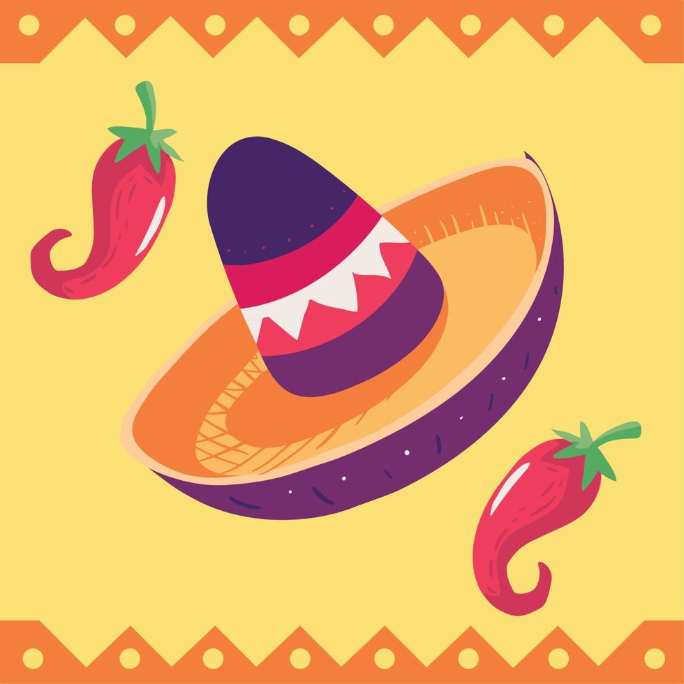 sombrero tradicional de mexico vector