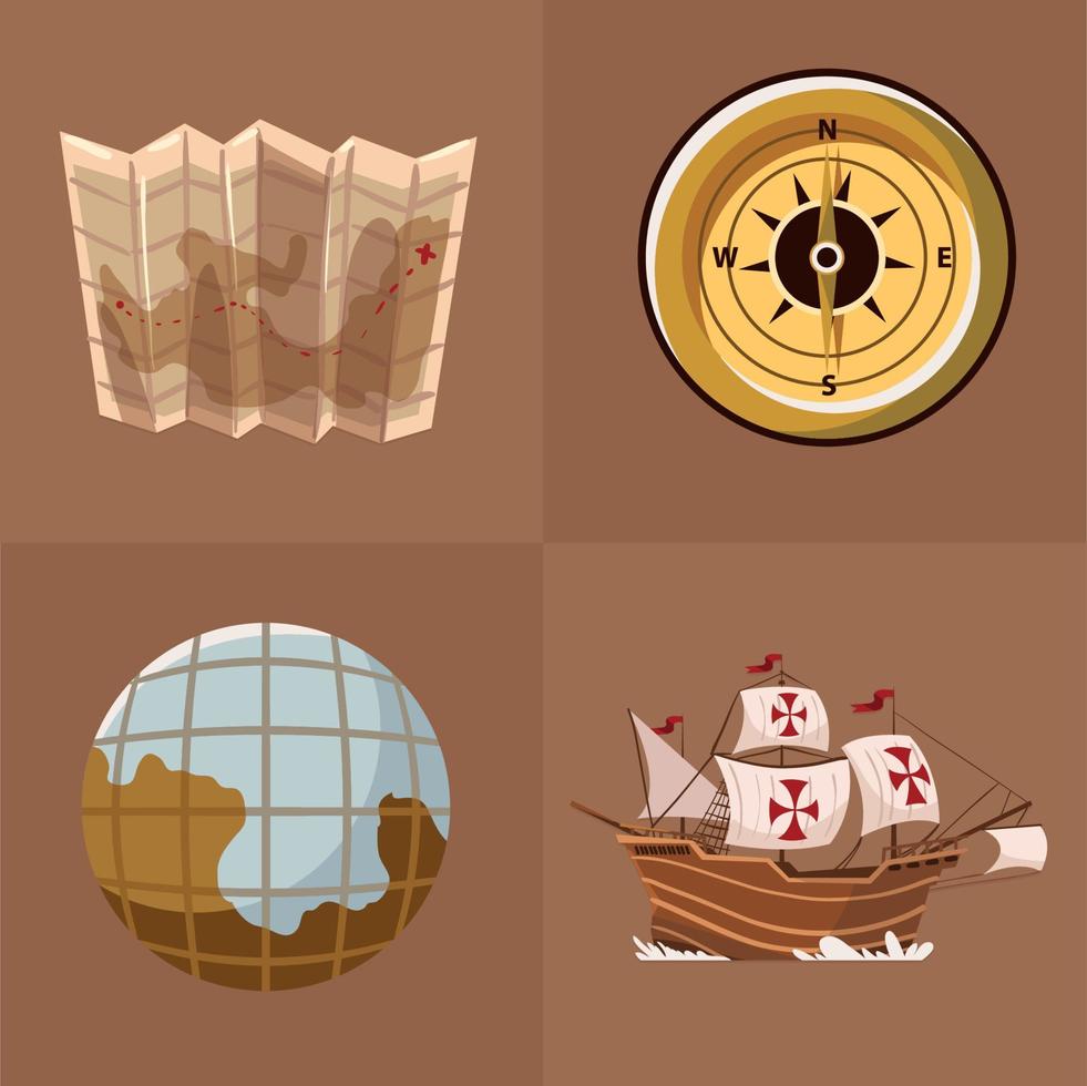 icons of columbus day vector