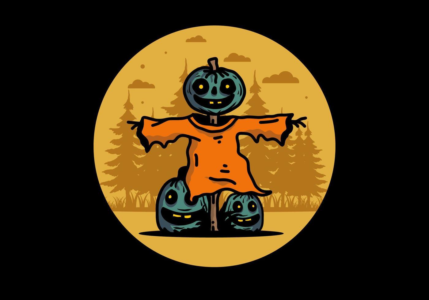 diseño de ilustración de calabaza de halloween de miedo vector