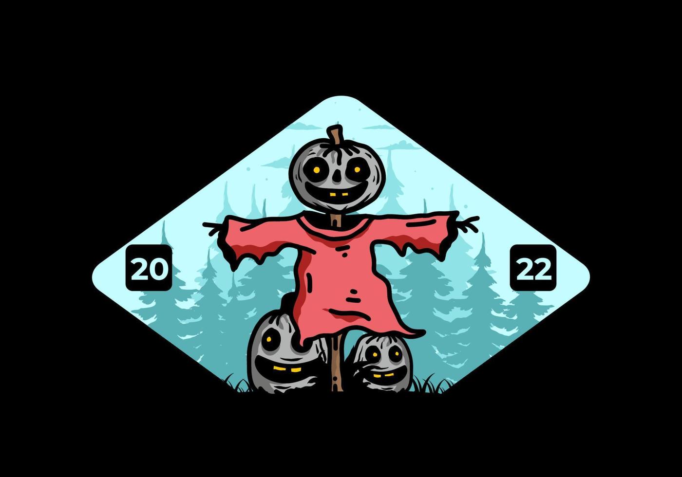 diseño de ilustración de calabaza de halloween de miedo vector