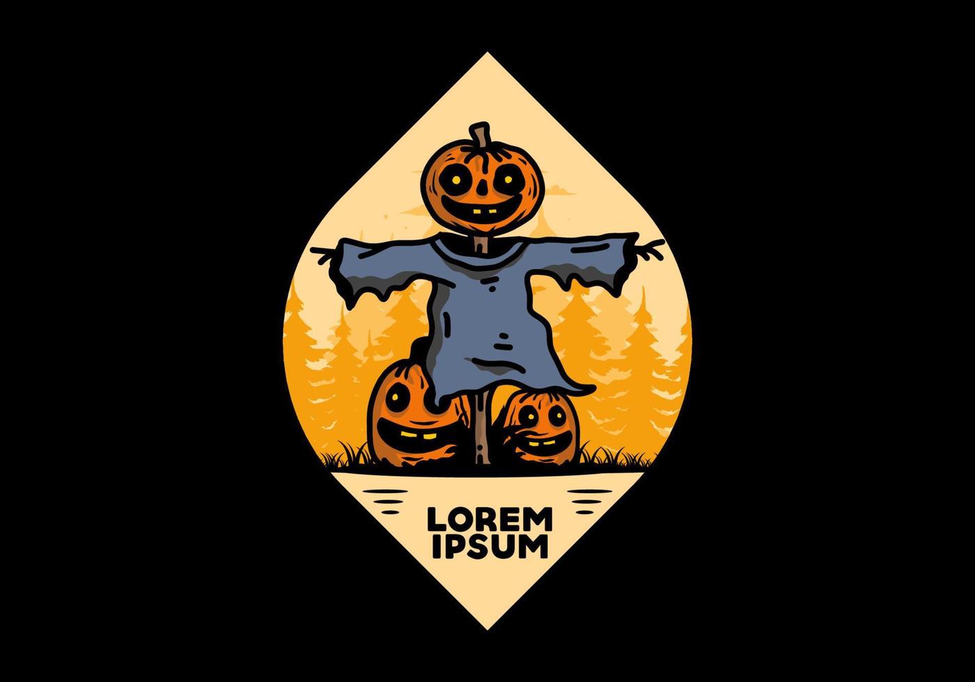 diseño de ilustración de calabaza de halloween de miedo vector