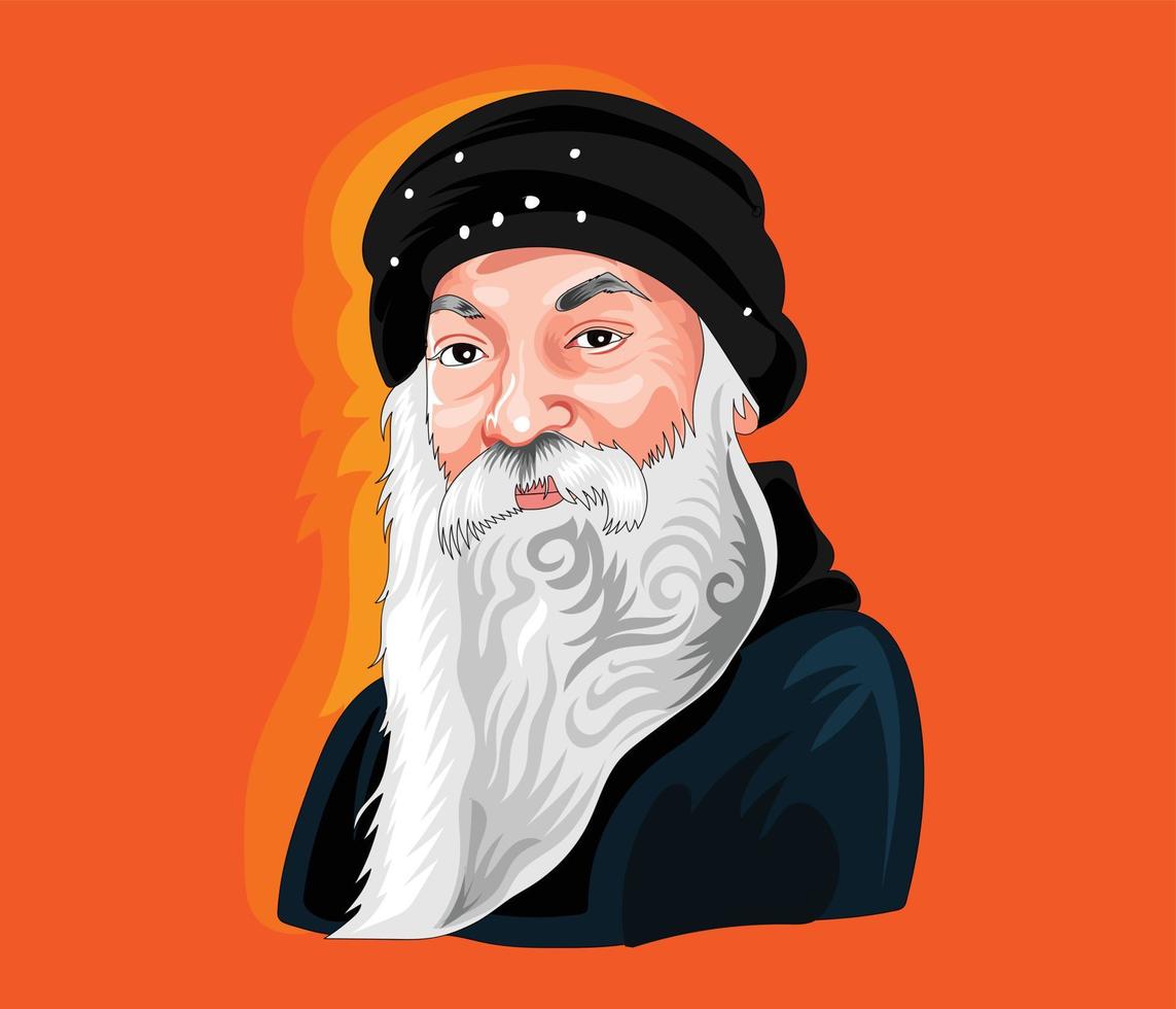 osho, acharya rajneesh, bhagwan shree rajneesh. vector