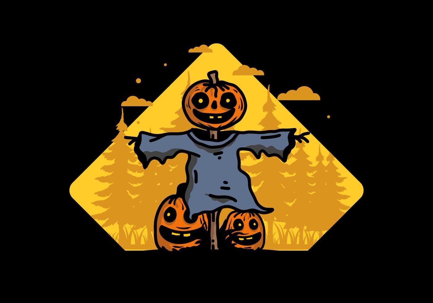 diseño de ilustración de calabaza de halloween de miedo vector