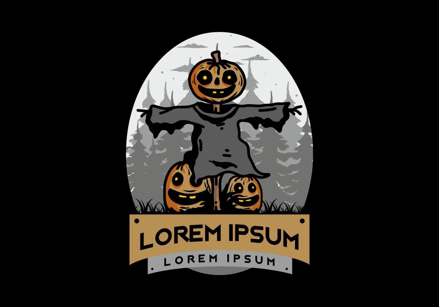 Scary halloween pumpkin illustration design vector