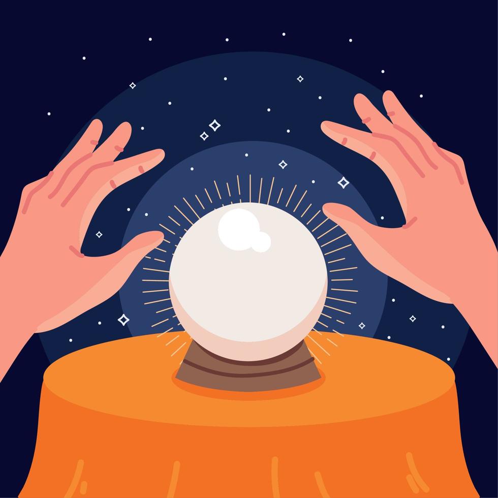 hands fortune teller and crystal ball vector