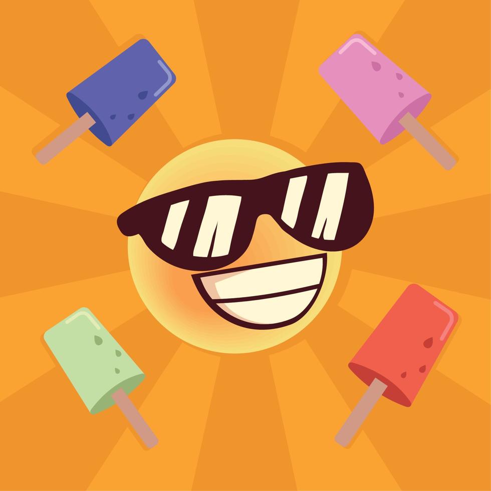 emoji with sunglasses vector