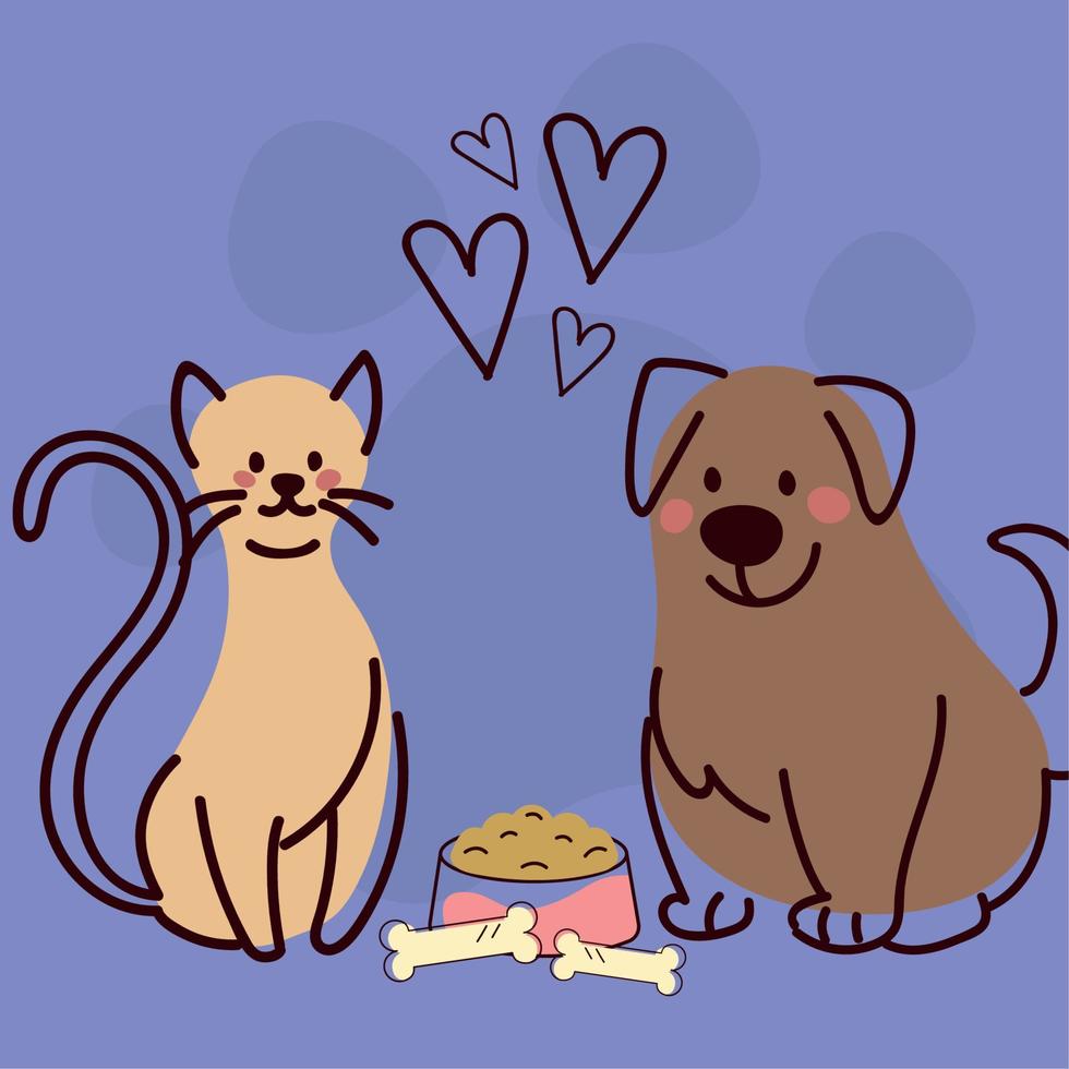 perro y gato divertido vector