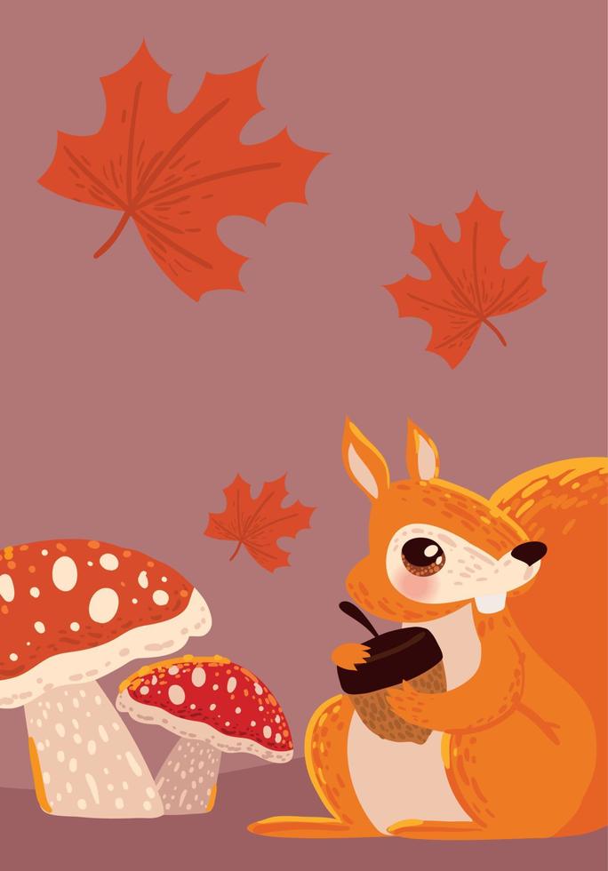 autumn scene squirrel vector