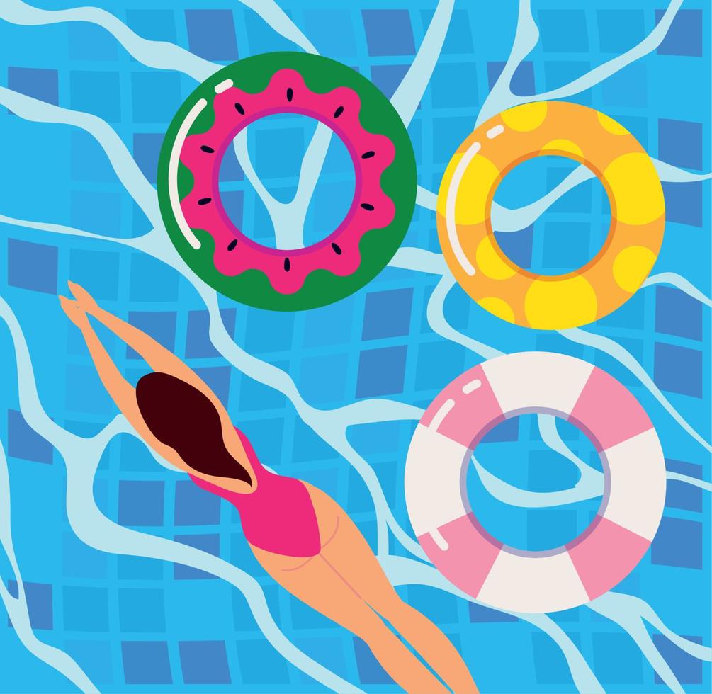 woman swimming in the pool vector