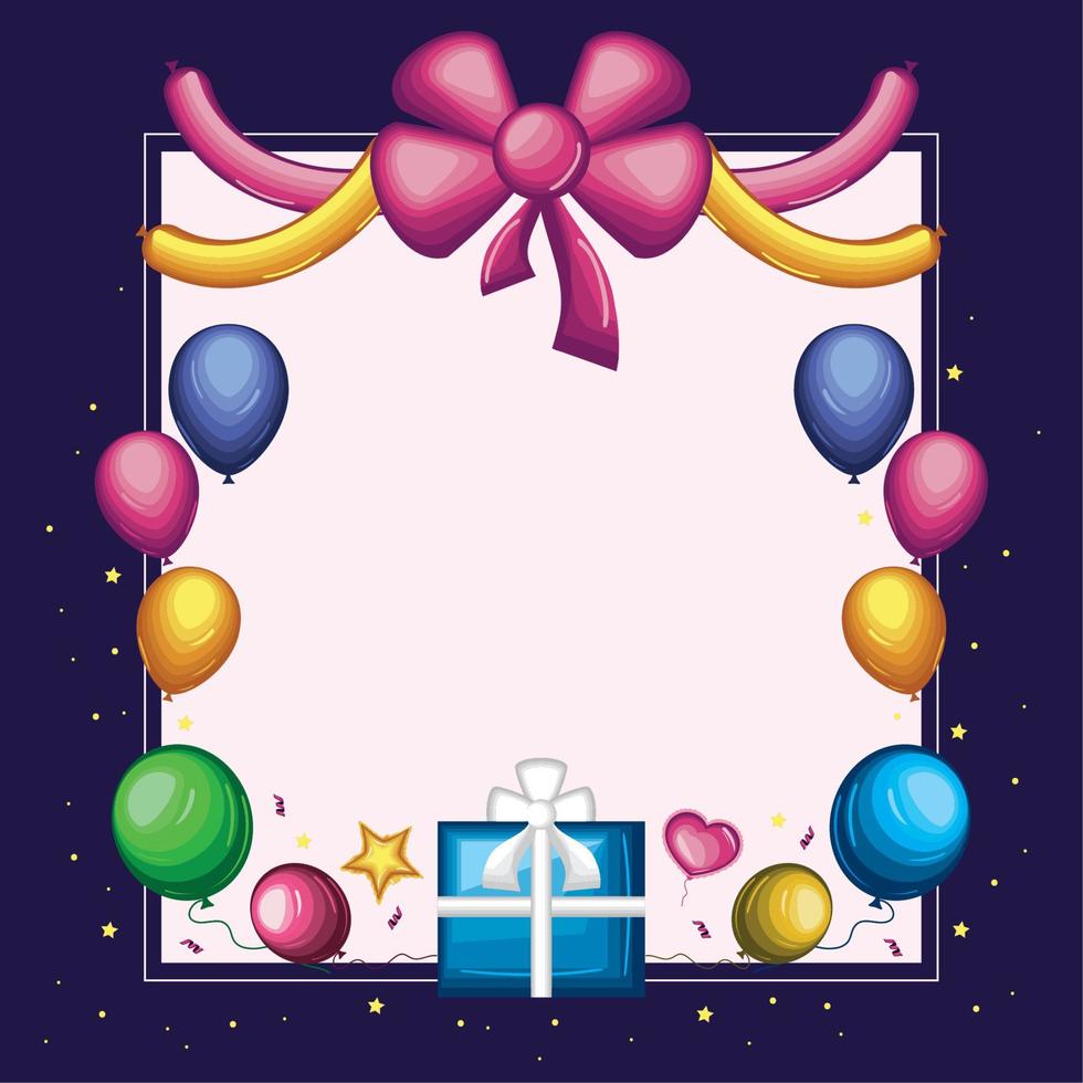 birthday gift bow and balloons vector