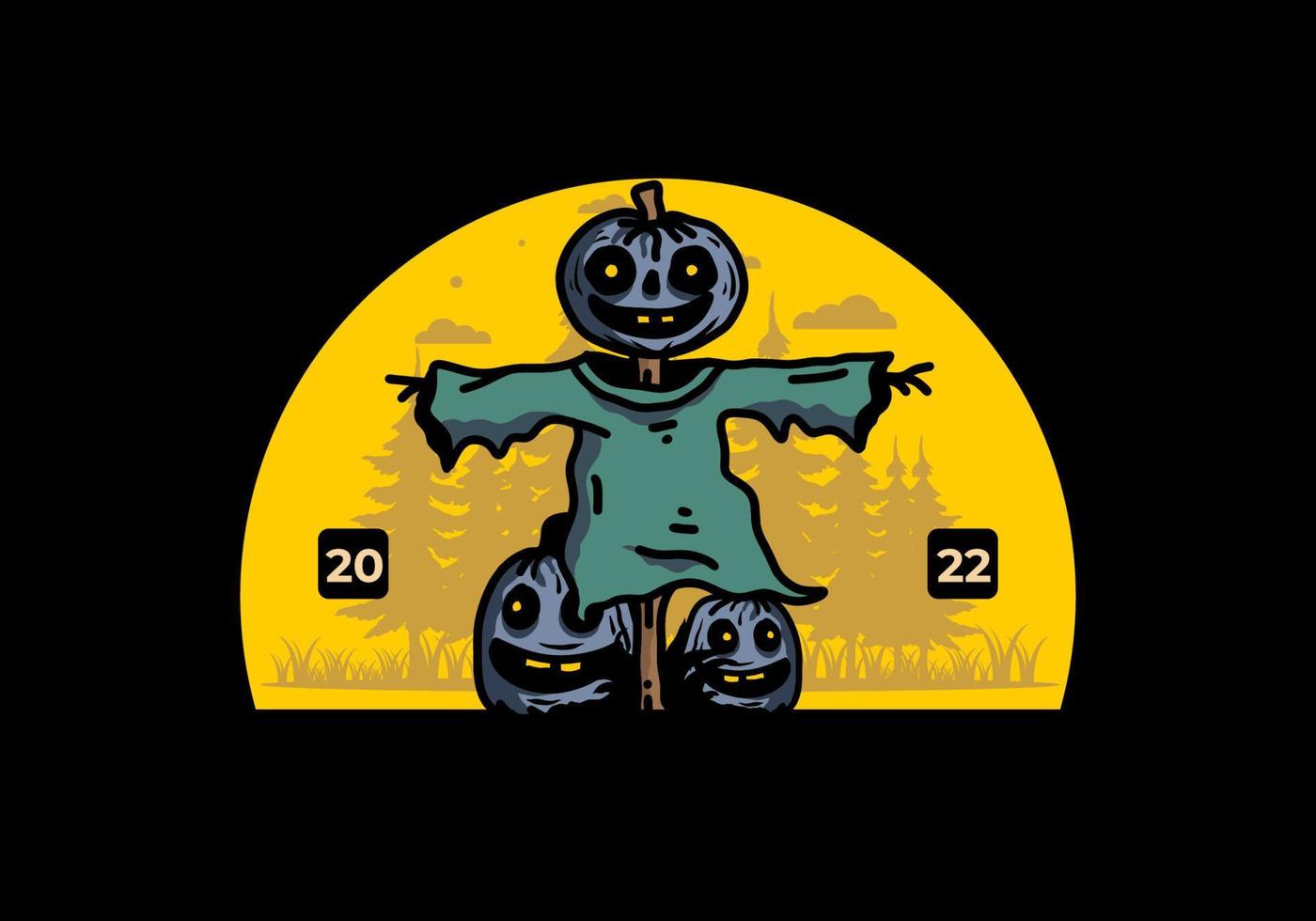 diseño de ilustración de calabaza de halloween de miedo vector