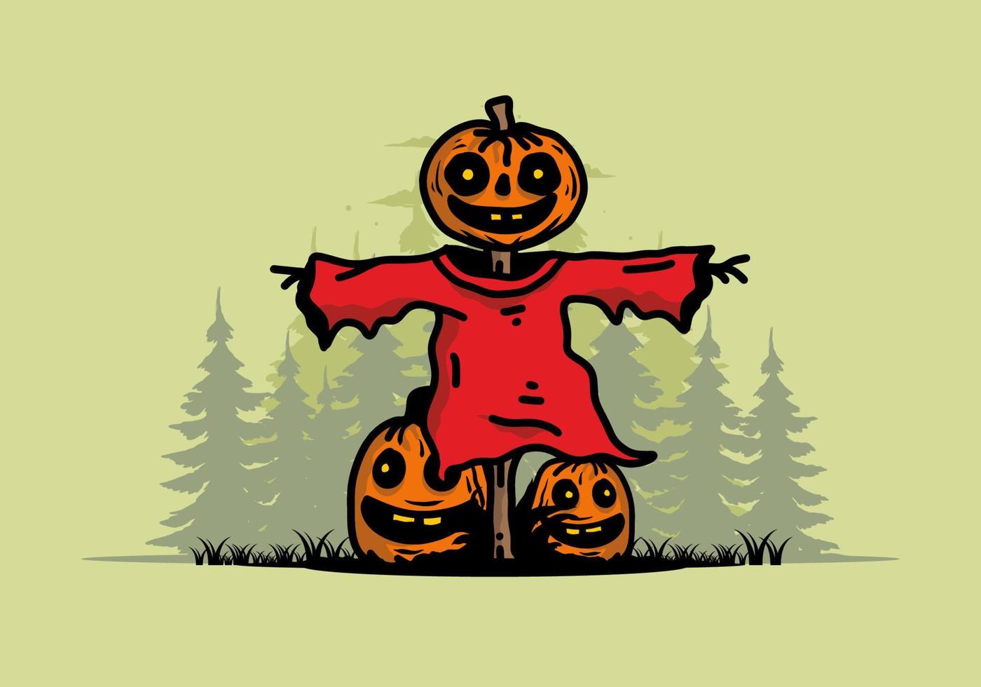 Scary halloween pumpkin illustration design vector