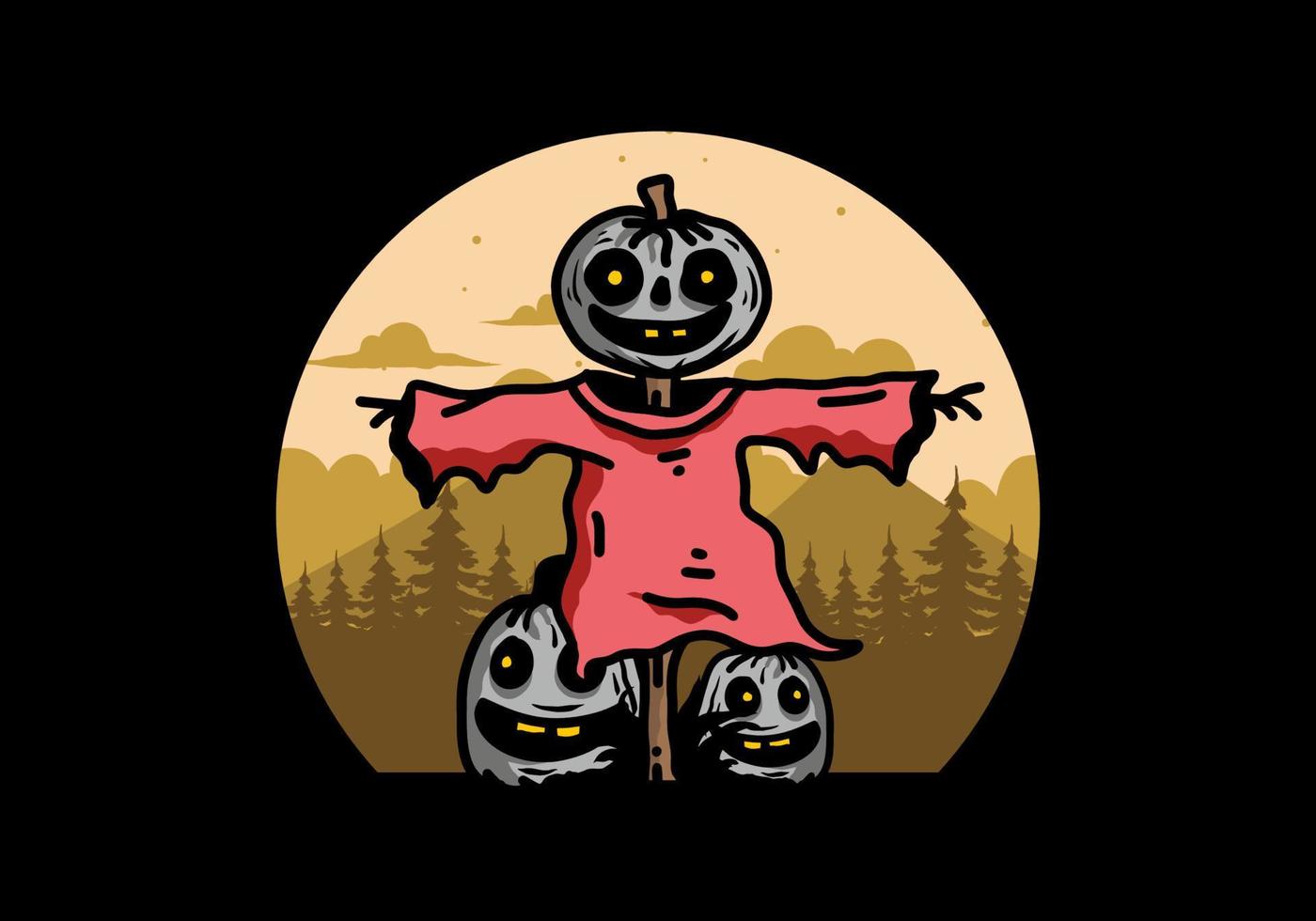 diseño de ilustración de calabaza de halloween de miedo vector