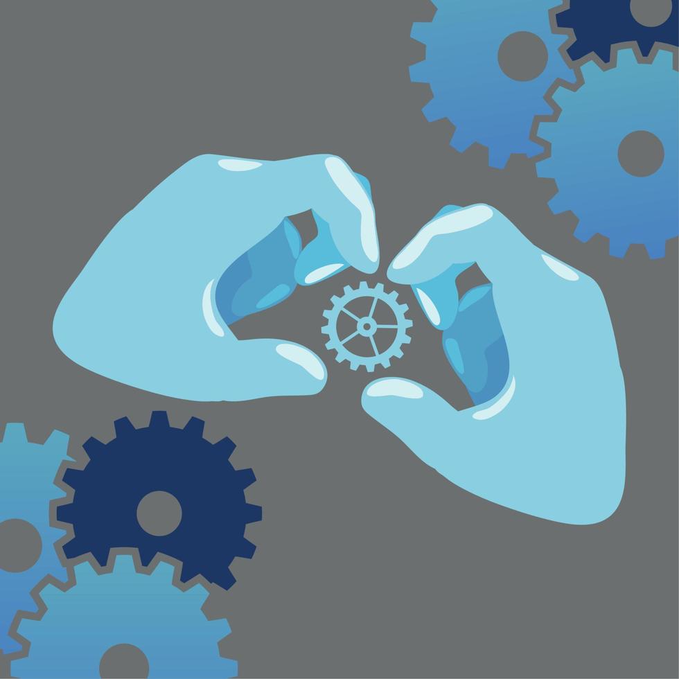 gear cogwheel in hands vector