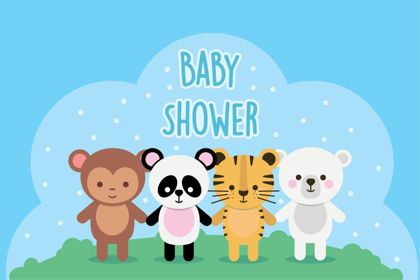 baby shower cute animals vector