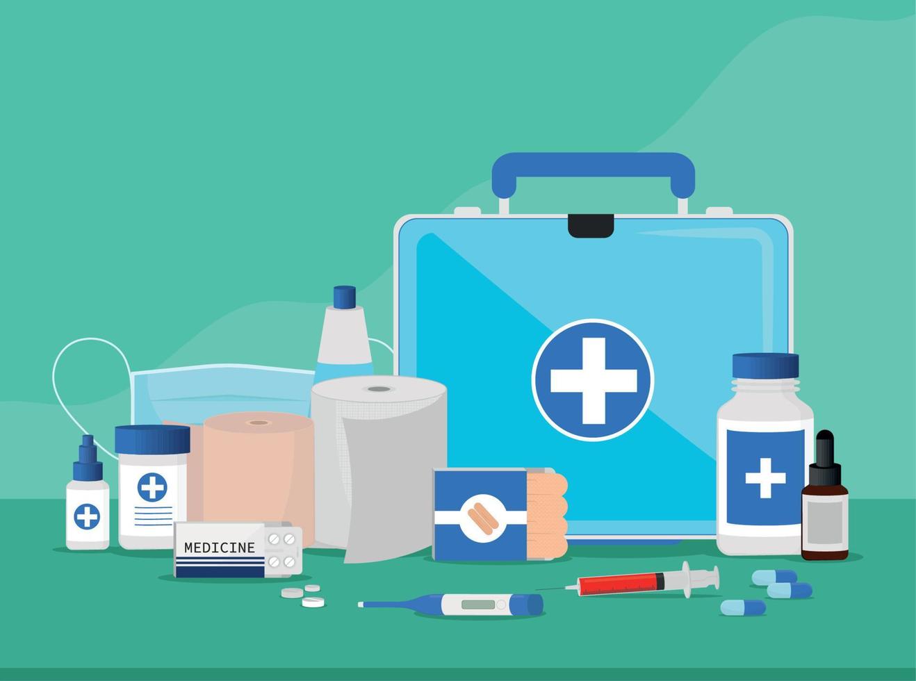 medical first aid suitcase vector
