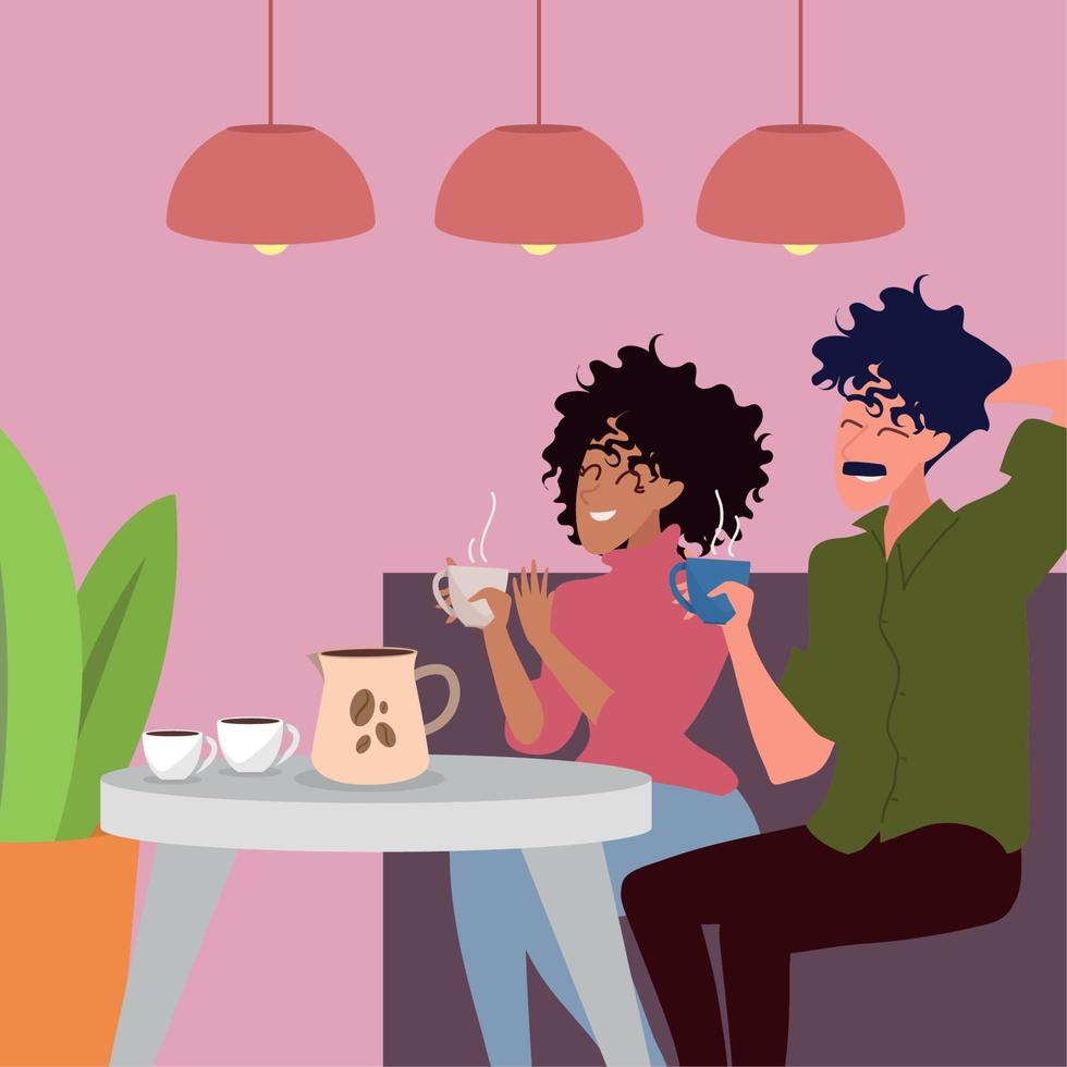 couple drinking coffee vector