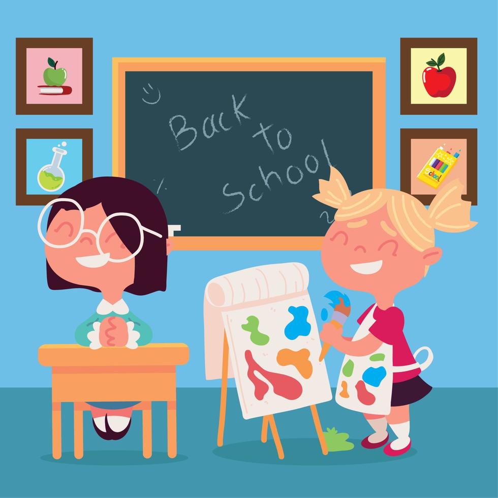 back to school students vector