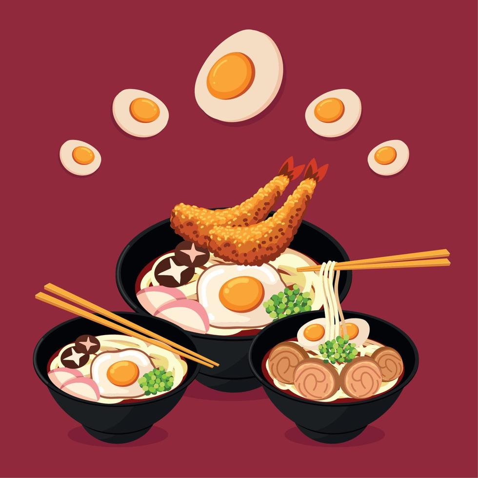 japanese food dishes vector