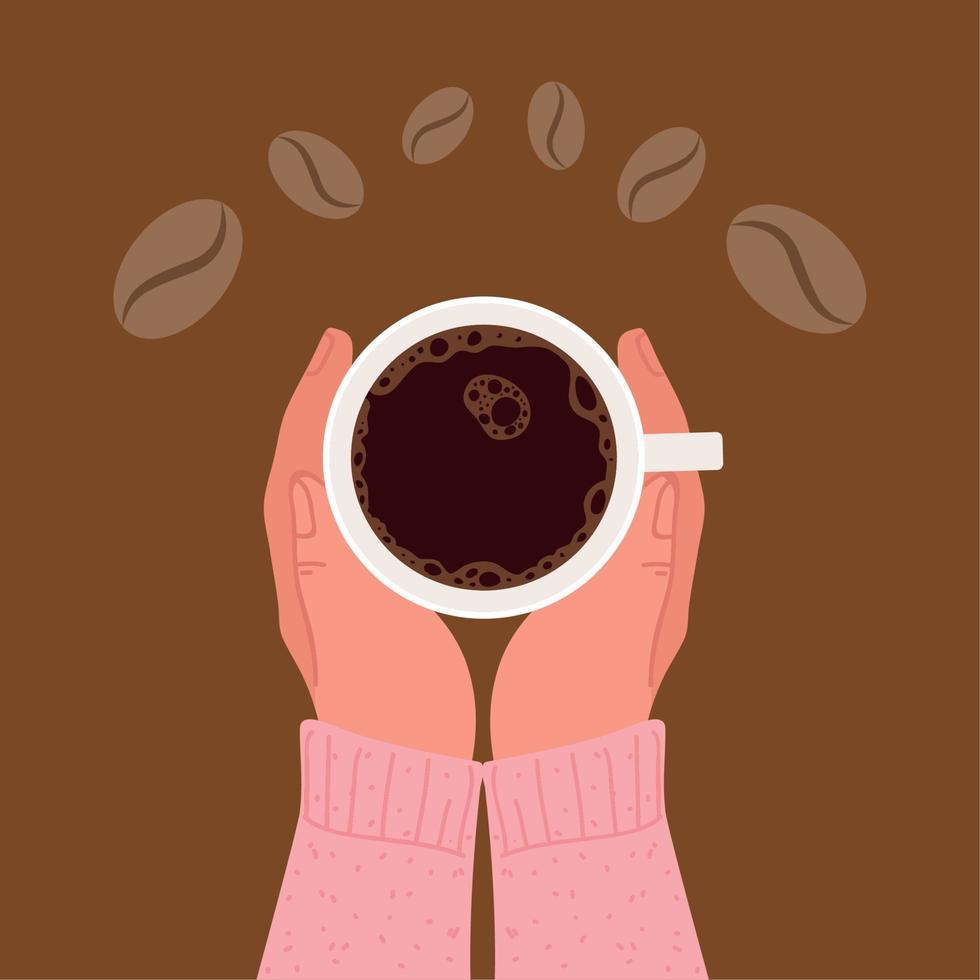 female hands with coffee cup vector