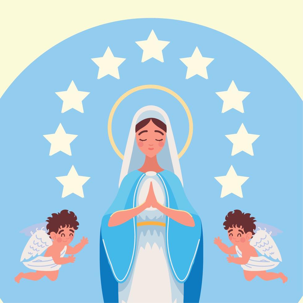 virgin mary and angels vector
