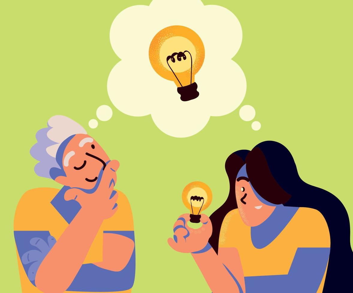 couple thinking a new idea vector