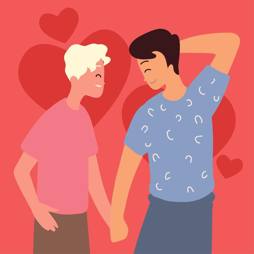 pareja gay tomados de la mano vector