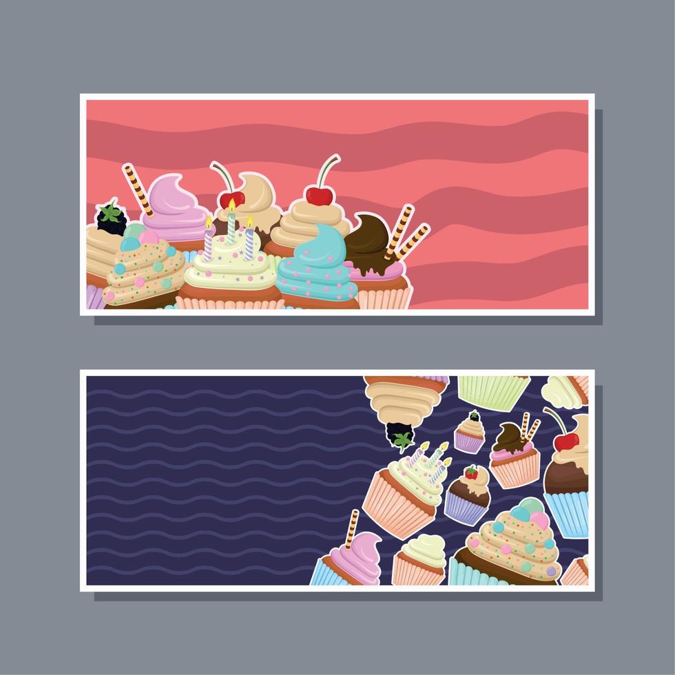 cupcakes horizontal banner vector