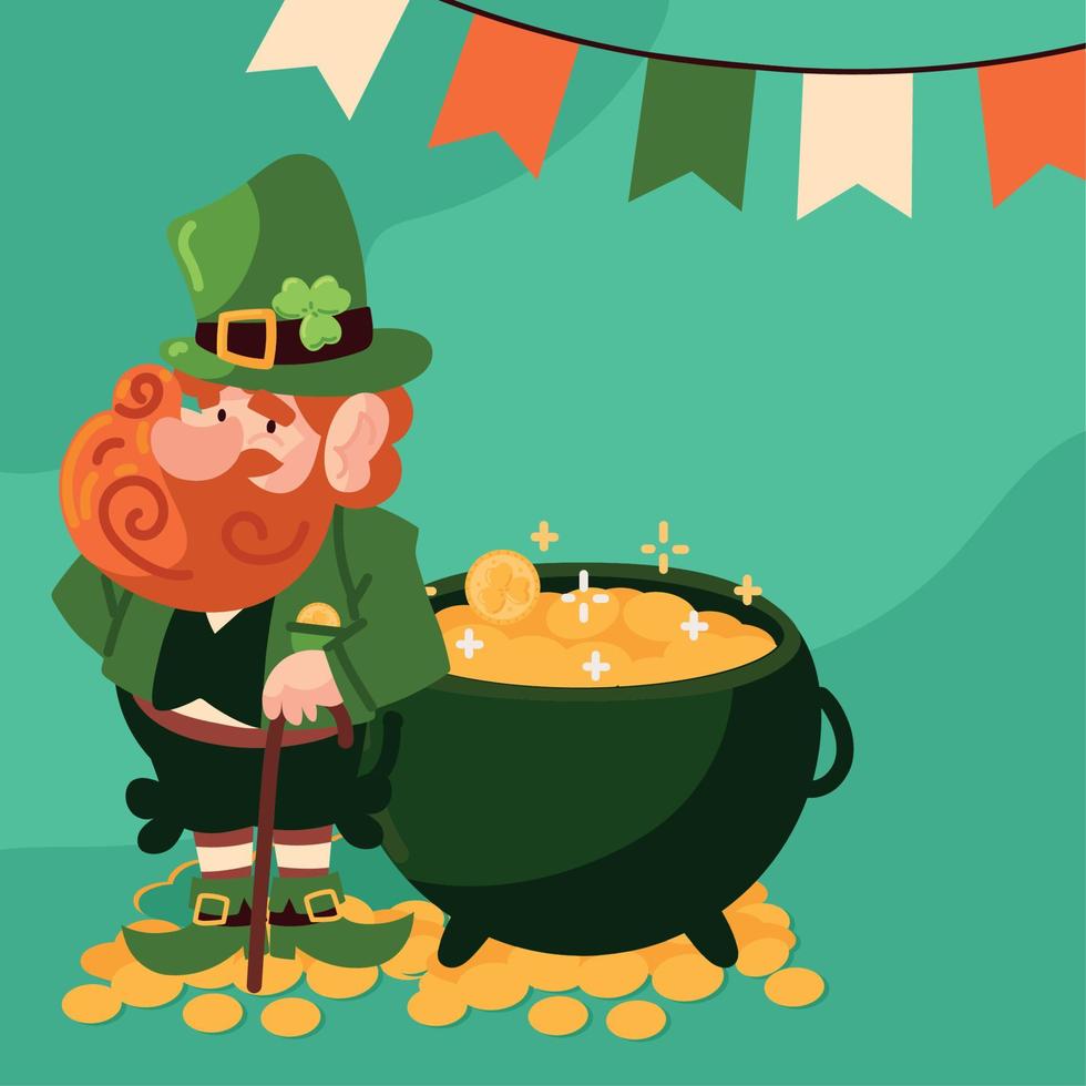 st patricks day leprechaun cartoon vector