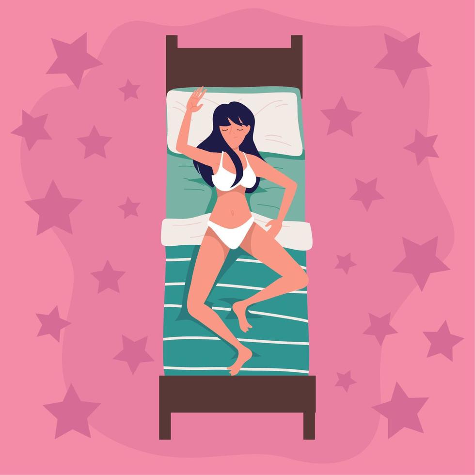 top view woman sleeping in underwear vector